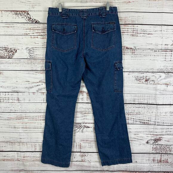 Womens Y2K Calvin Klein Jeans Cargo Pants Baggy Pockets Medium Wash Straight 12 - Picture 3 of 6